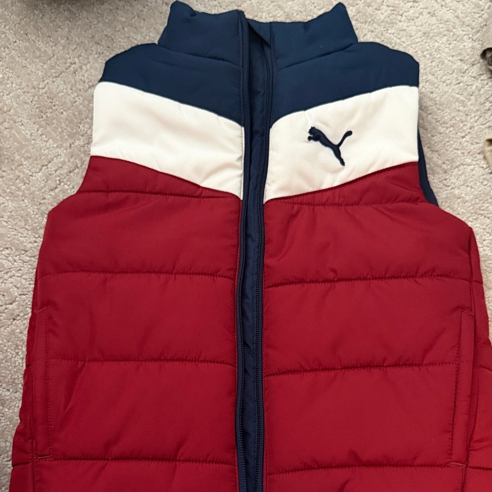 Puma Red and White Puffer Vest